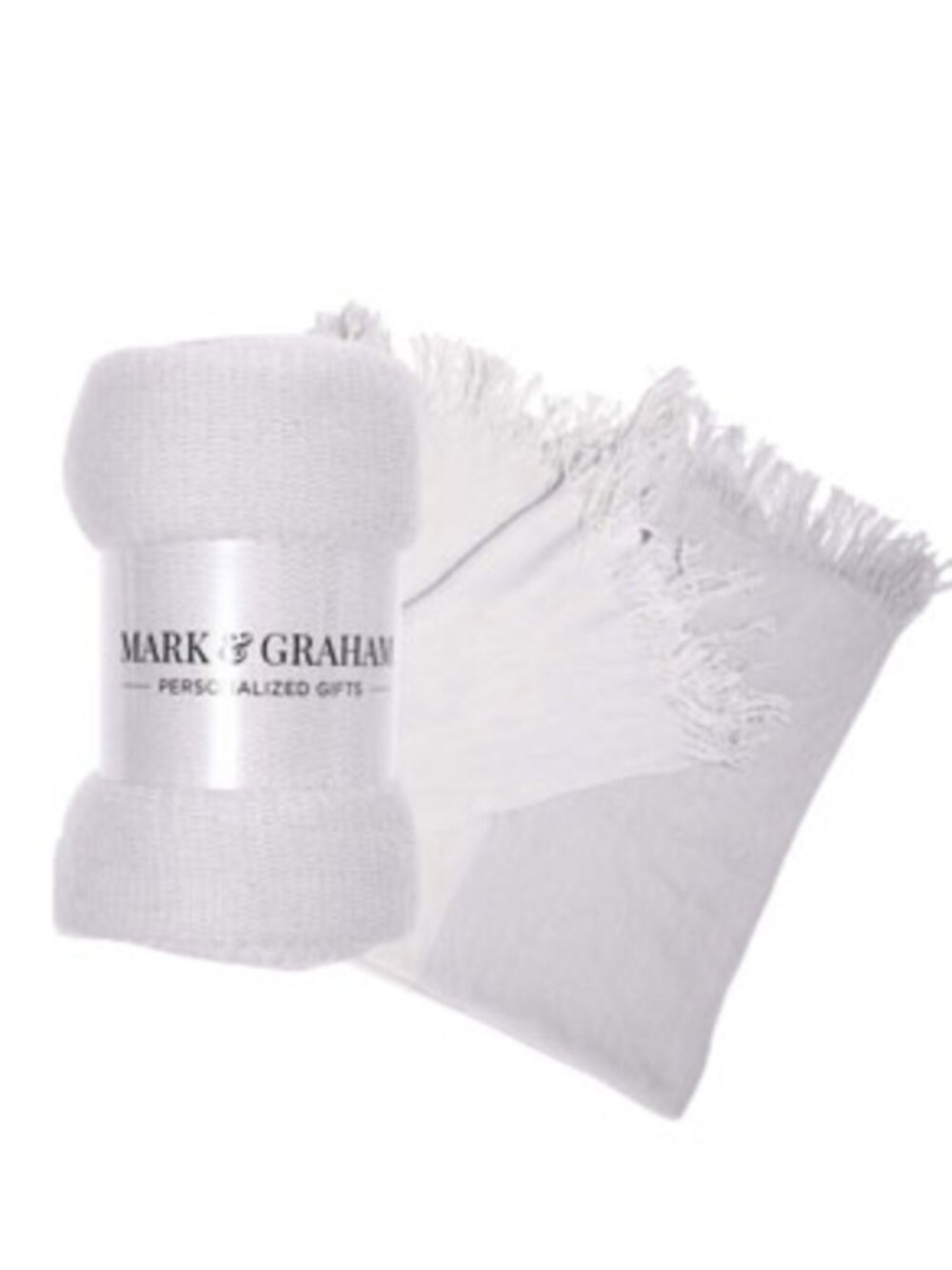 Mark & Graham Fringe Throw Blanket Gray - New in package